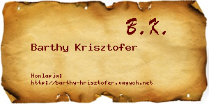 Barthy Krisztofer névjegykártya